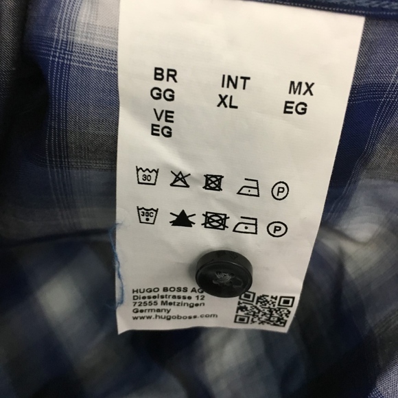 Hugo Boss Blue Plaid Men's Shirt, Size XL - Picture 6 of 6